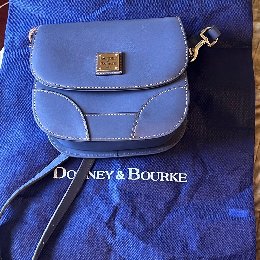 Dooney & Bourke Periwinkle Leather Crossbody with Contrast Stitching